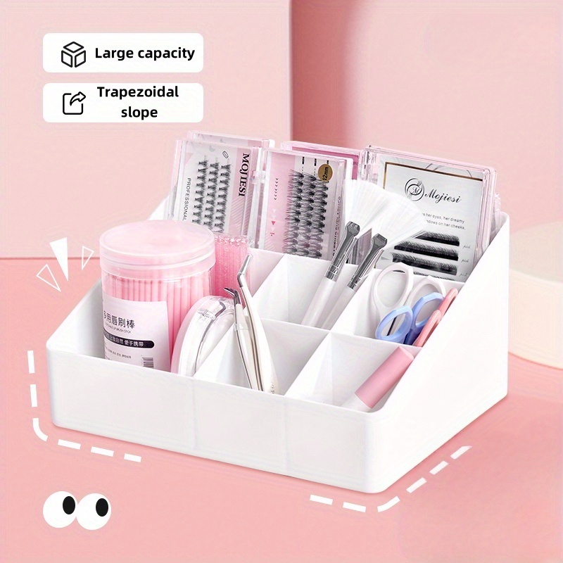 Beauty Makeup Box Set - プロ用アクリル製まつげエクステオーガナイザーボックス、まつげツール収納ケース、パッド、ティッシュ、ピンセット用メイクアップホルダー、サロンディスプレイ