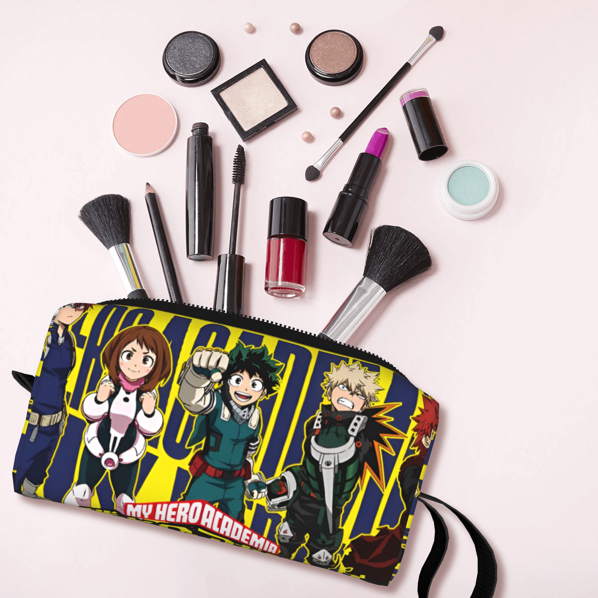 My Beauty Makeup Set - カスタムファッションマイ H-Heros アカデミア旅行用トイレタリーバッグ女性用レトロ漫画メイクアップ化粧品バッグ美容収納 Dopp キット