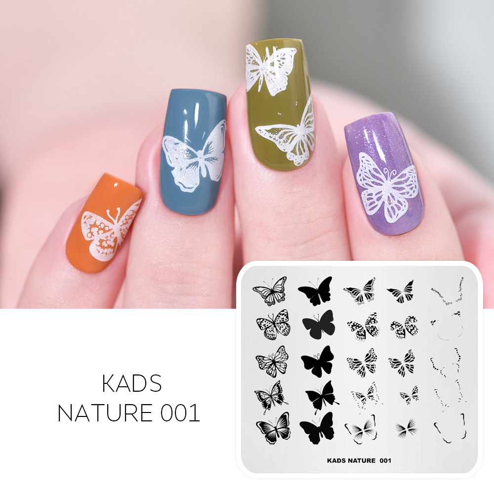 Nail Art Stamping Kit - ネイルアートスタンピングプレート蝶フラワーデザインネイルスタンプテンプレートdiy装飾画像ステンシルプレート