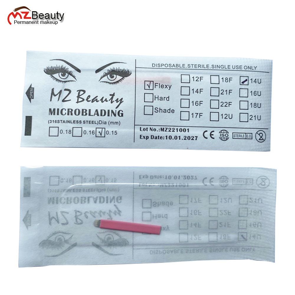 Beauty Makeup Supply - ナノ-マイクロブレードチップ,0.15mm,14mm,アートメイク,手,眉毛の刃,正規表現ロット,tegboriなし