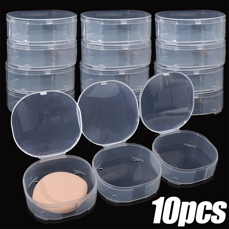 Beauty Makeup Box Set - 1/10 個透明正方形プラスチックボックス化粧パウダーパフエアクッション収納ケースジュエリーダイヤモンド包装整理ホルダー