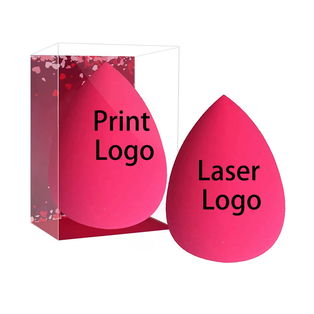 Beauty Makeup Blender - ラテックスフリーのメイクアップスポンジ,パウダークリーム,液体,美容化粧品ブレンダー,ピンク,カスタムロゴ,50個