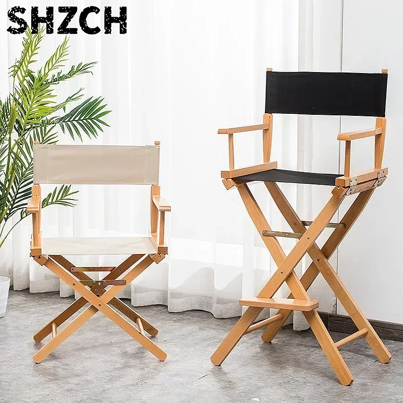 Beauty Makeup Chair - 多用途無垢材ディレクターチェア折りたたみキャンバスハイスツール多目的オフィスメイクアップシート