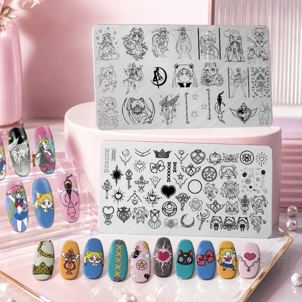 セーラームーンアニメネイルスタンピングプレート、かわいい漫画 - Nail Art Stamping Kit のレビューと価格