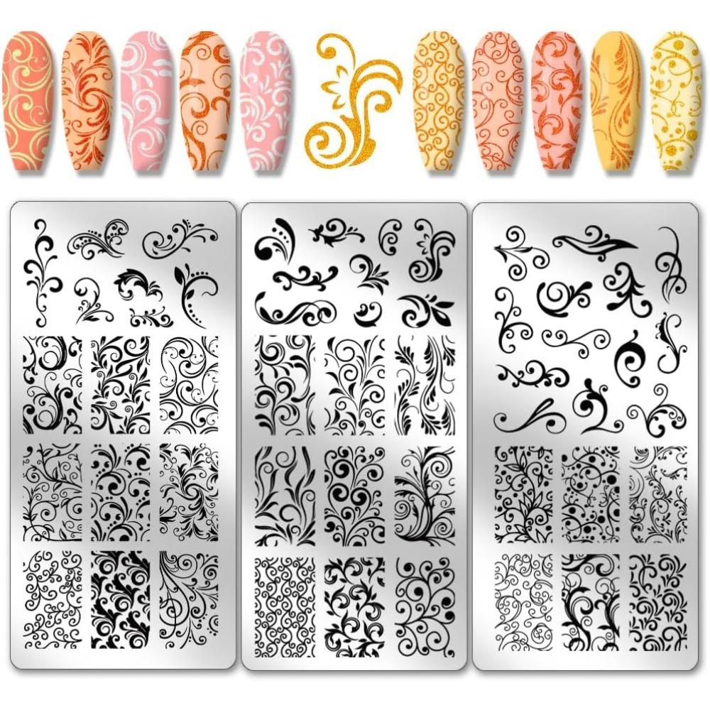 3 個スワールパターンネイルアートテンプレートフレンチネイル - Nail Art Stamping Kit のレビューと価格