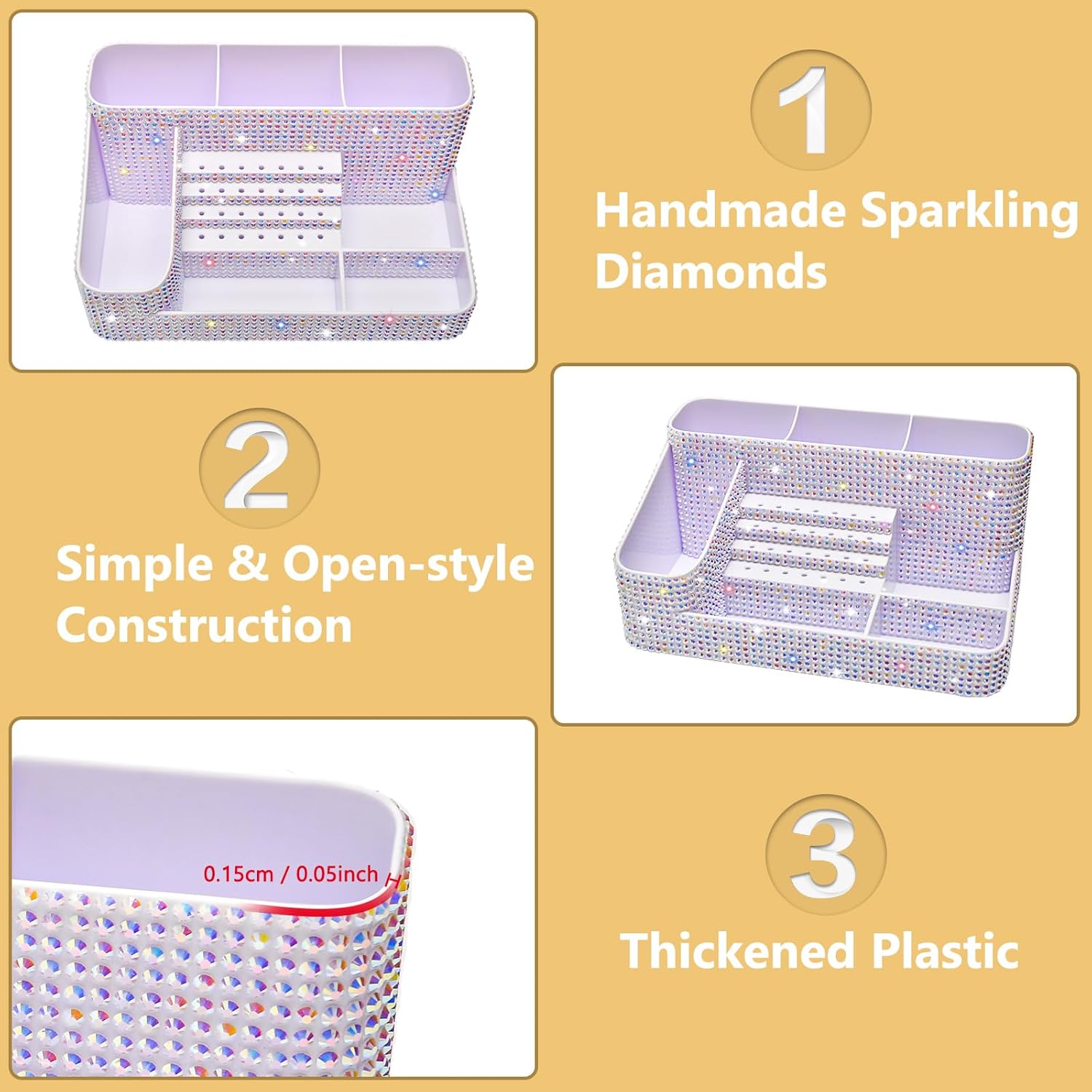 大容量透明アクリル製メイクアップオーガナイザー多機能化粧品収 - Beauty Makeup Supply のレビューと価格