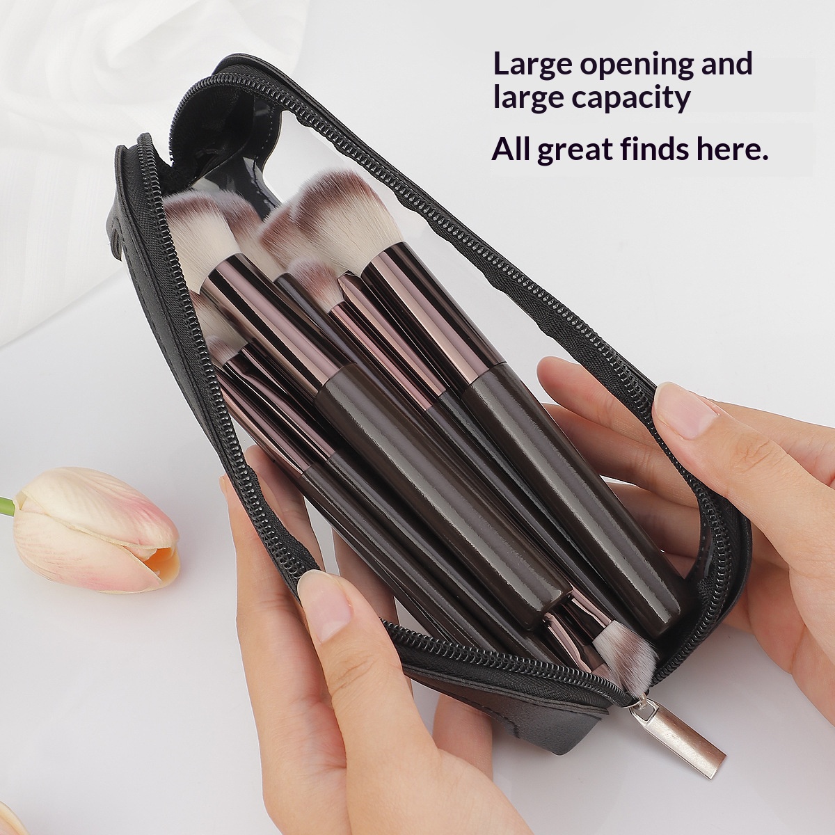 小型透明PUレザー製トラベルメイクアップバッグ、ポータブル防 - Beauty Makeup Bag のレビューと価格