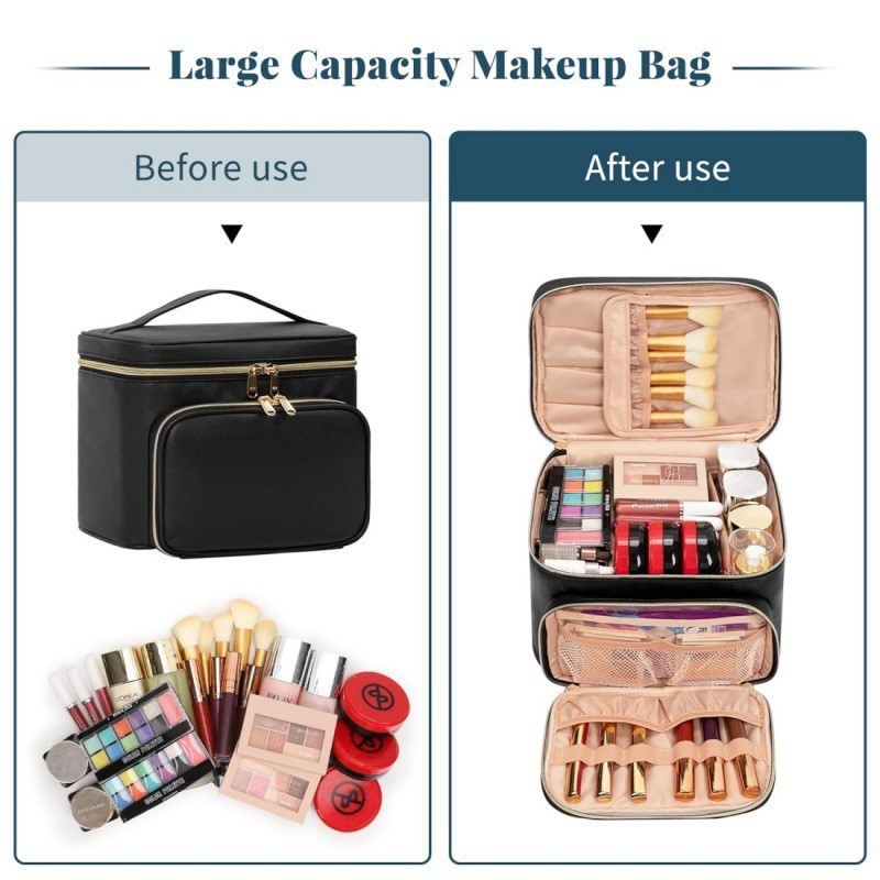 大型防水メイクアップバッグ 携帯用大型化粧品トラベルバッグ  - Beauty Makeup Bag のレビューと価格