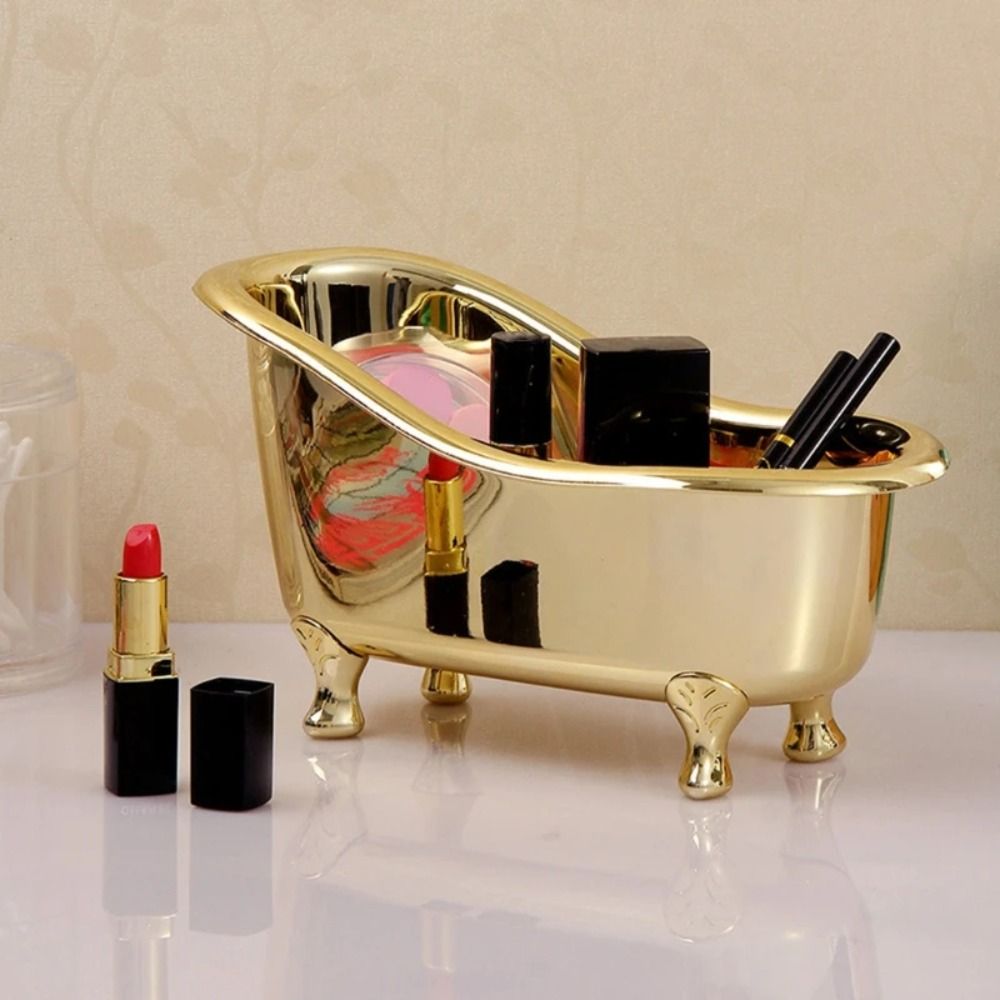 ゴールデンミニメイクアップバスタブ化粧品ケース耐久性のある石 - Beauty Makeup Box Set のレビューと価格