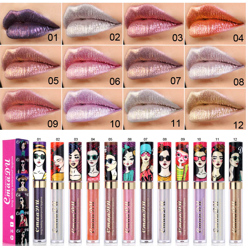 メタリックパール光沢リップグロス口紅グリッターリップグレーズ - Lip Gloss Plumping のレビューと価格