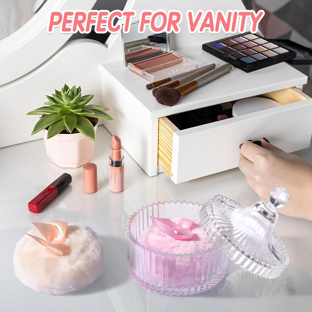 ガラス製収納ボックス付きパウダーパフ メイクアップオーガナイ - Beauty Makeup Tool Collection のレビューと価格