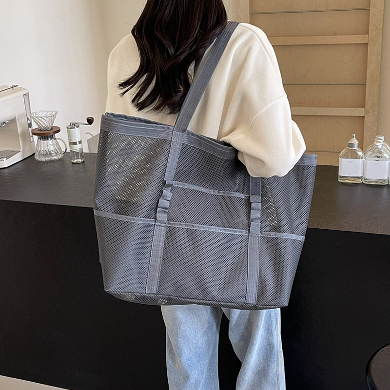 中空大容量化粧収納袋女性多機能メッシュショルダーバッグ旅行透 - Beauty Makeup Bag のレビューと価格
