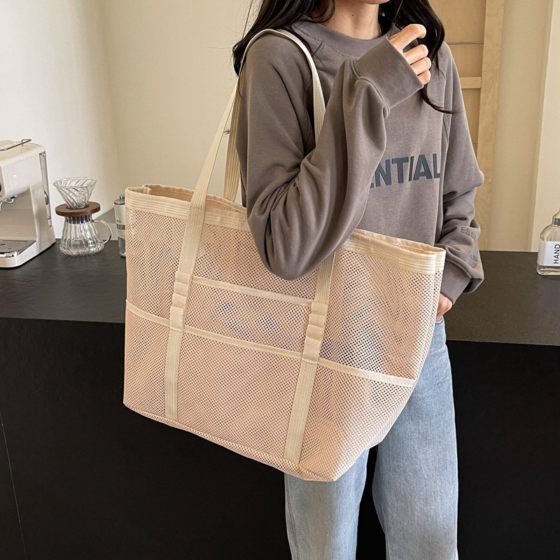 中空大容量化粧収納袋女性多機能メッシュショルダーバッグ旅行透 - Beauty Makeup Bag のレビューと価格