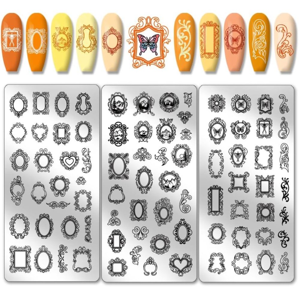 3 個ヴィンテージ写真フレームネイルスタンピングプレート混合 - Nail Art Stamping Kit のレビューと価格