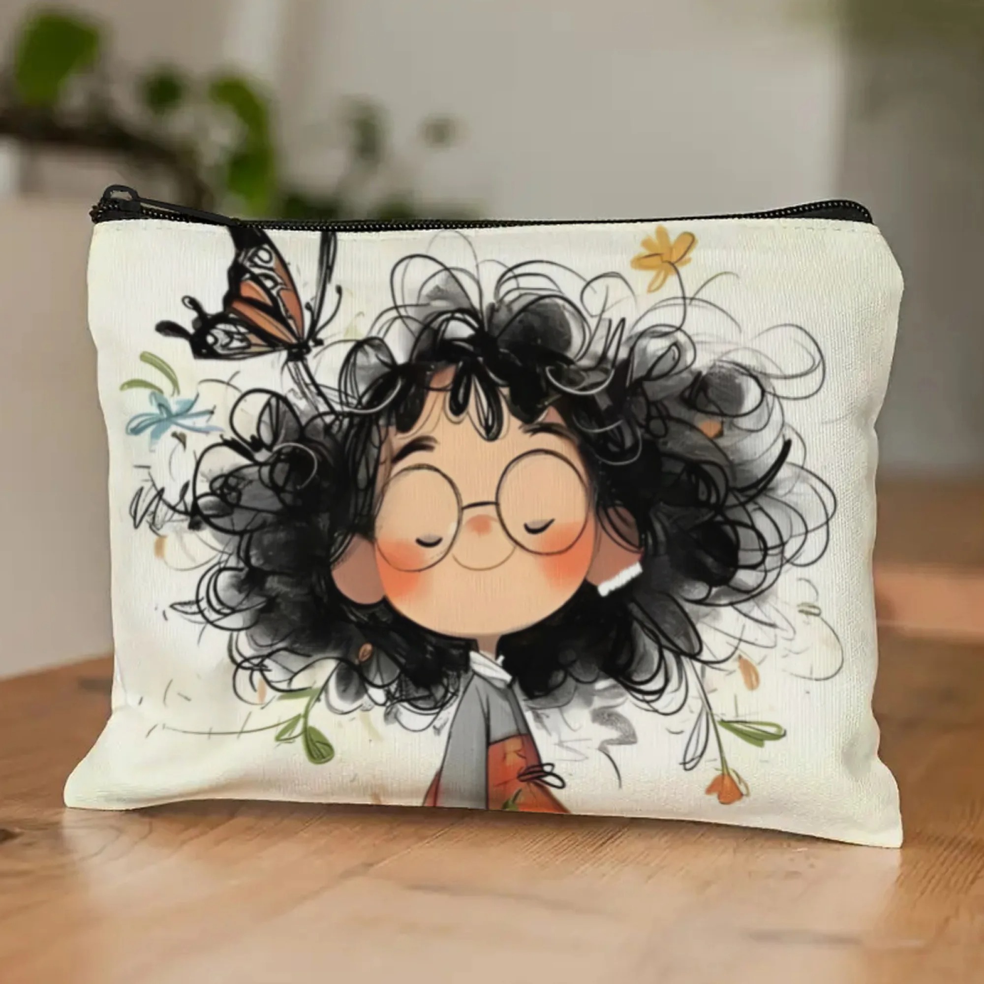 漫画の女の子の化粧バッグジッパー付きトイレタリーバッグ女性オ - Beauty Makeup Bag のレビューと価格