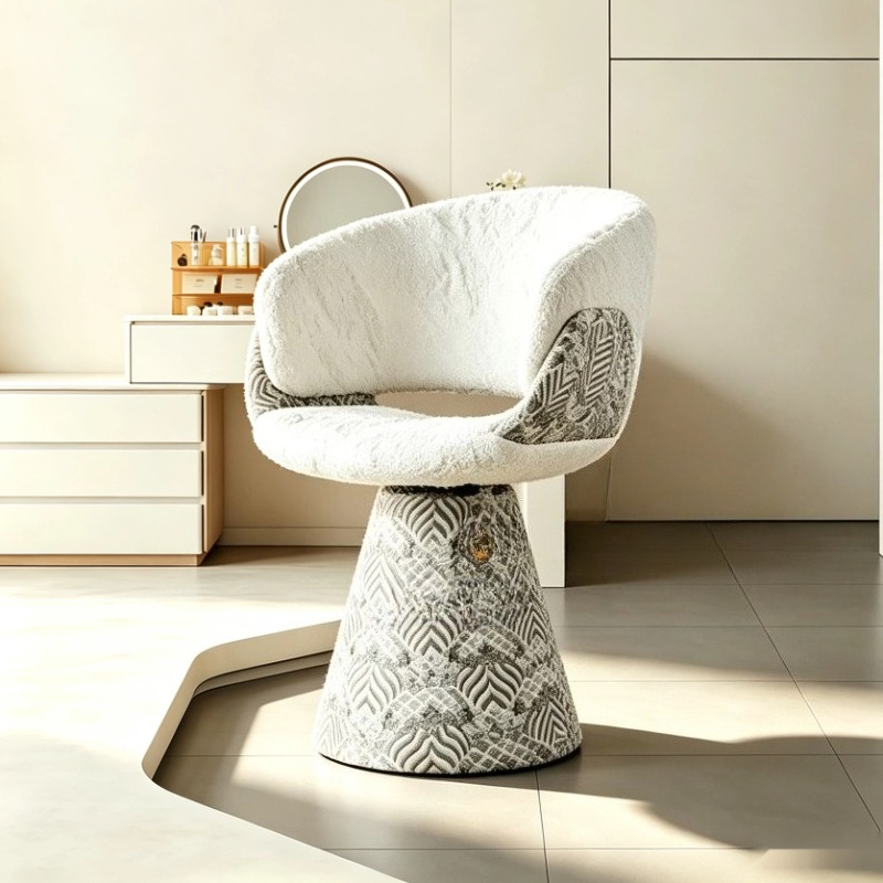 かわいい化粧台スツール背の高い回転木製クリームスタイル北欧化 - Beauty Makeup Chair のレビューと価格