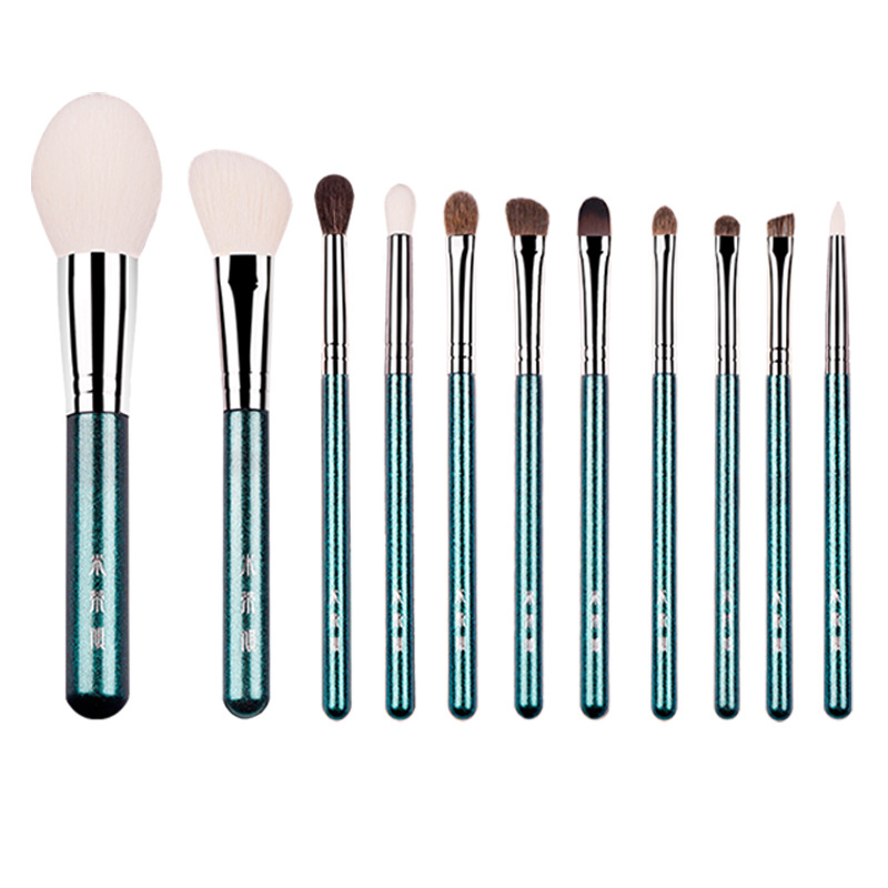 11ピース/セットプロヤギの毛メイクブラシセットパウダーブラ - My Beauty Makeup Set のレビューと価格