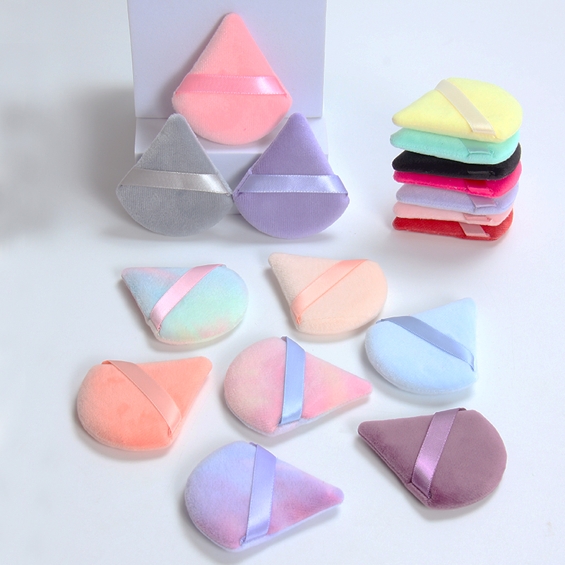 2 個の三角形パウダーパフフェイスメイクスポンジソフトベルベ - Beauty Makeup Blender のレビューと価格