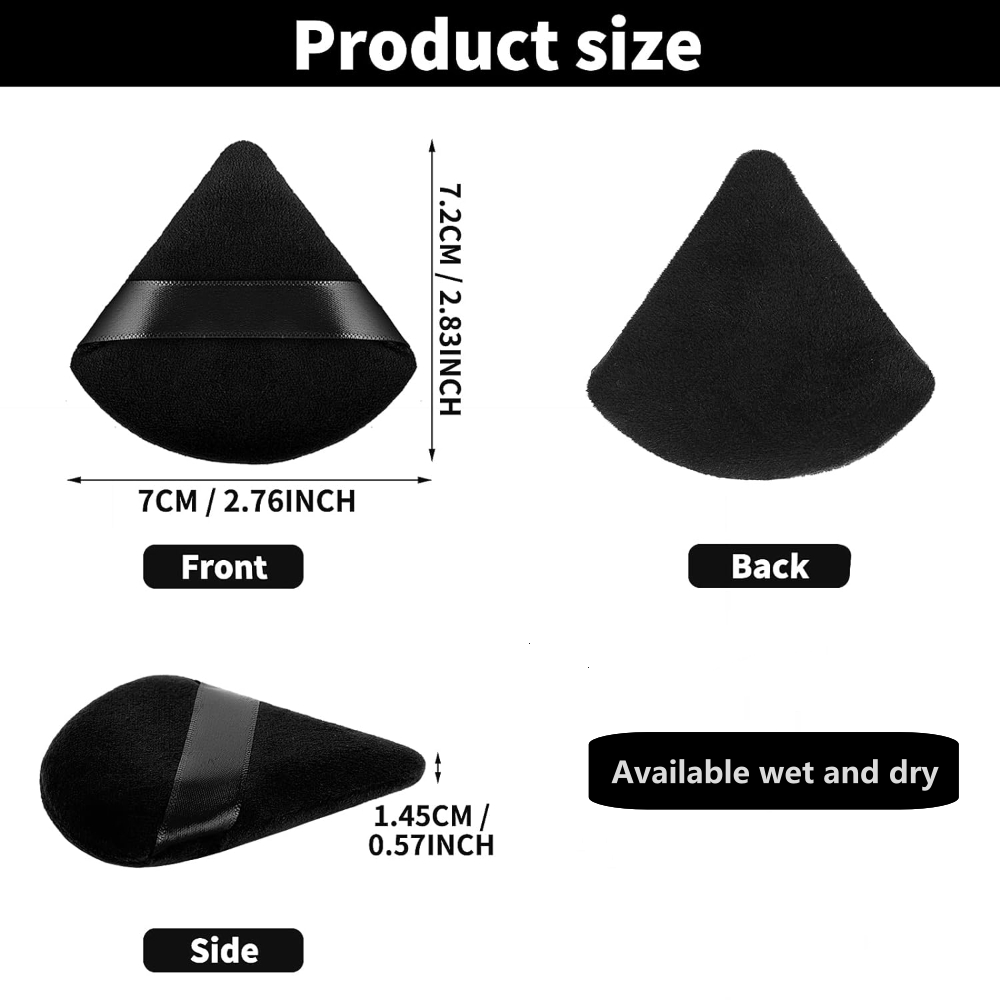 黒/紫の三角形パウダーパフ フェイシャルメイクアップスポンジ - Beauty Makeup Blender のレビューと価格