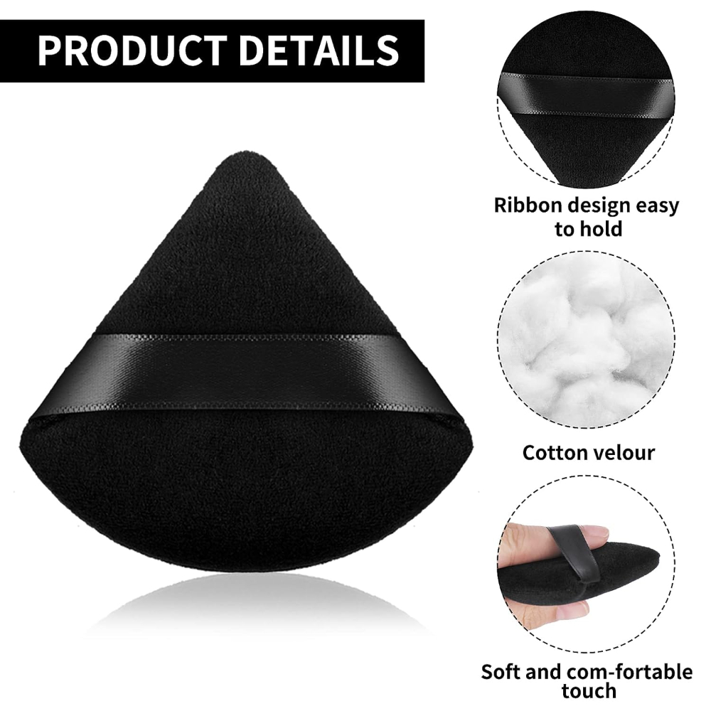 黒/紫の三角形パウダーパフ フェイシャルメイクアップスポンジ - Beauty Makeup Blender のレビューと価格