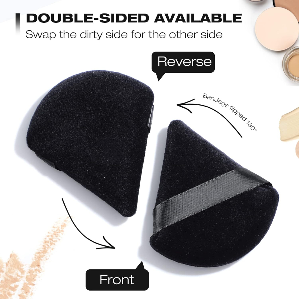 黒/紫の三角形パウダーパフ フェイシャルメイクアップスポンジ - Beauty Makeup Blender のレビューと価格