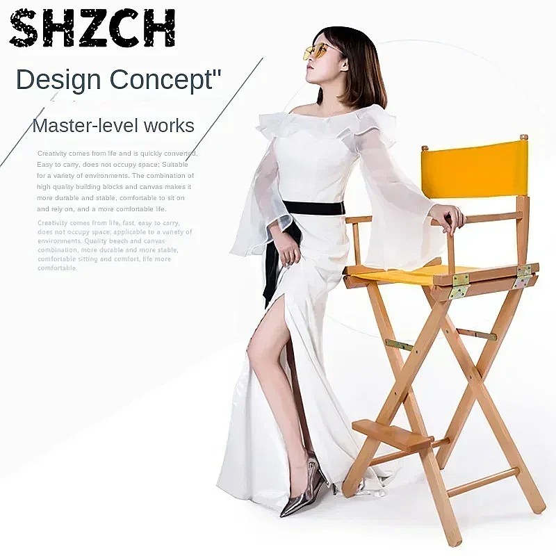 多用途無垢材ディレクターチェア折りたたみキャンバスハイスツー - Beauty Makeup Chair のレビューと価格