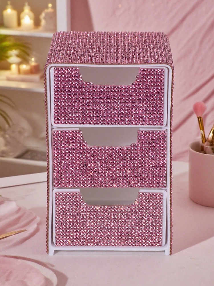 3段グリッターダイヤモンド収納ボックス引き出しメイクアップオ - Beauty Makeup Box Set のレビューと価格